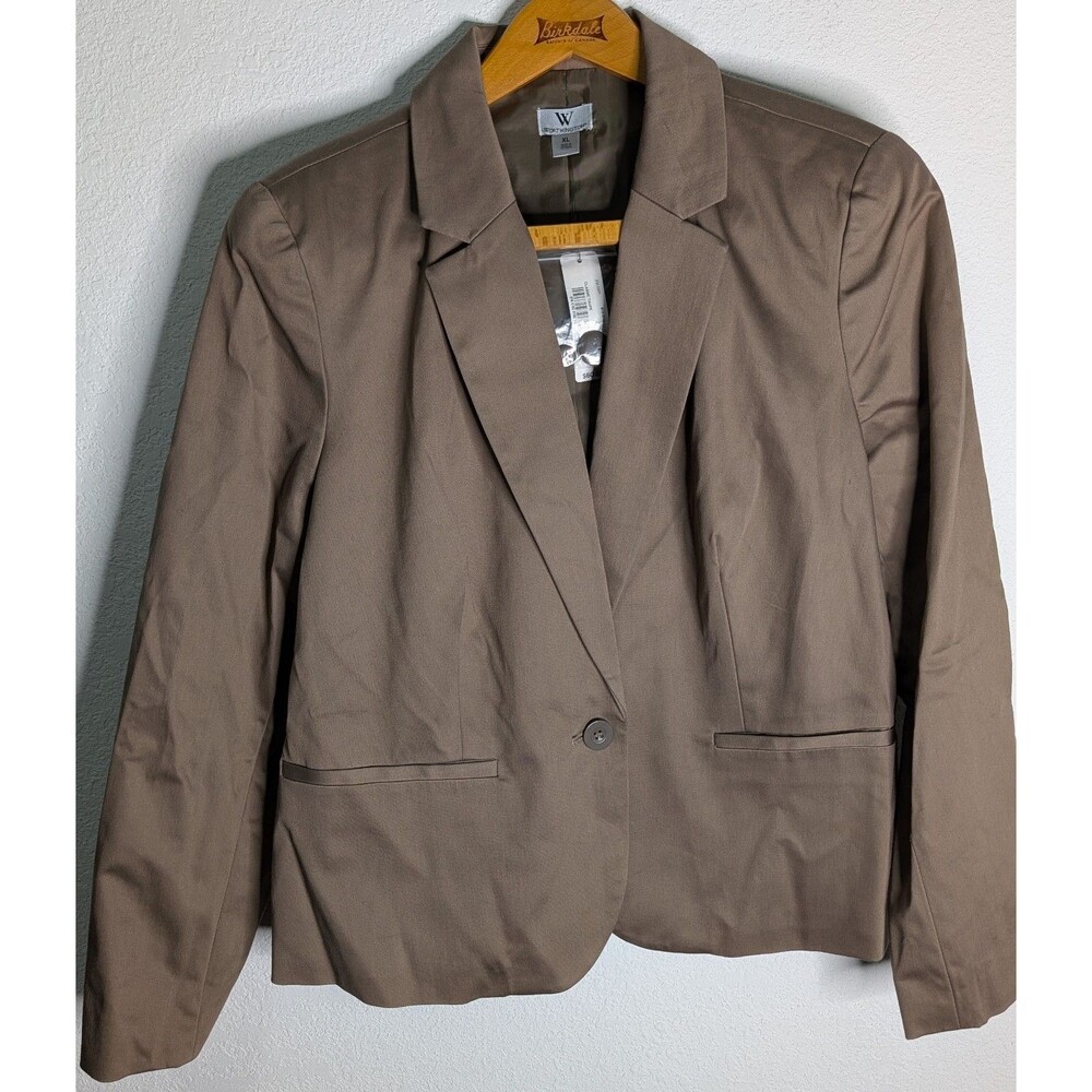 Worthington Women's Blazer Size XL Brown Button Pockets Long Sleeve Lined (406)